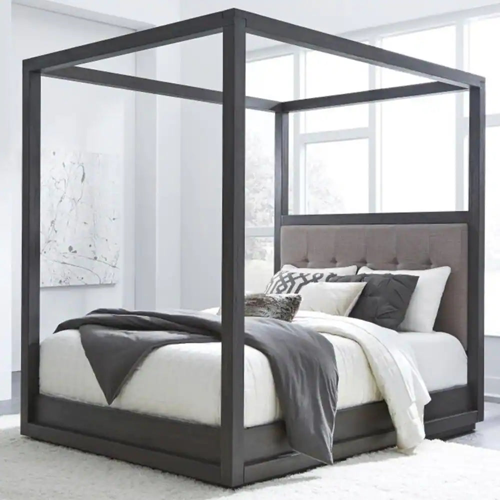 Urban Home Oxford Queen Canopy Bed in Oxford Gray