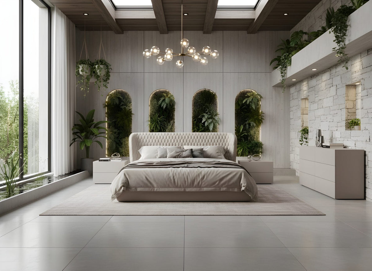 Agora Taupe Storage Contemporary Bed