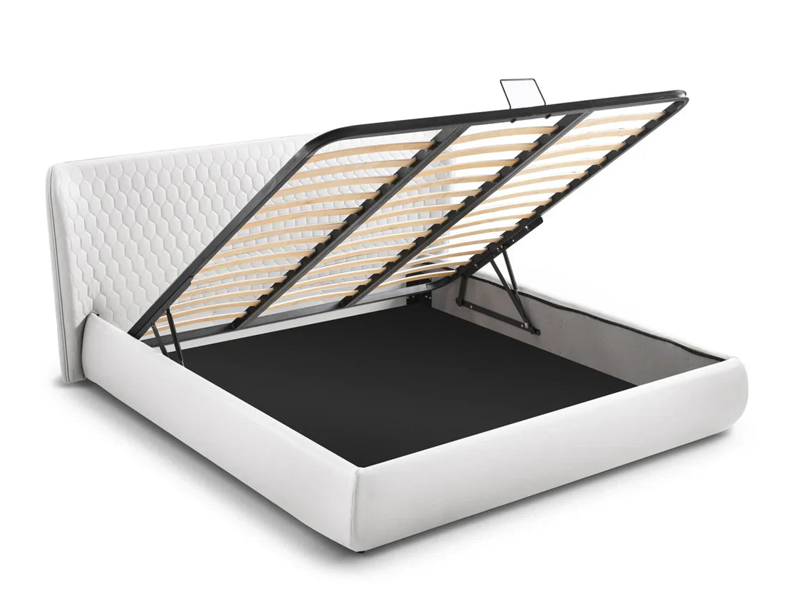 Agora White Storage Contemporary Bed
