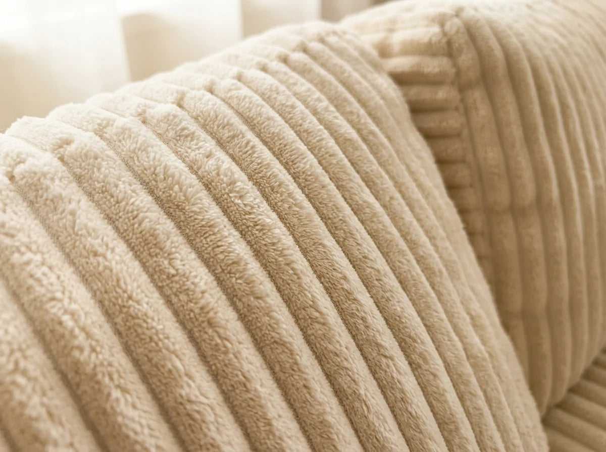 Close-up of premium ribbed corduroy fabric texture