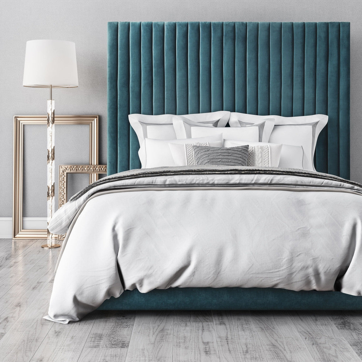 Alessandra Sea Blue Velvet Contemporary Beds